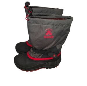 Kamik Kids' Waterbug 5 Insulated Winter Boots Charcoal and Red Size 4 Youth